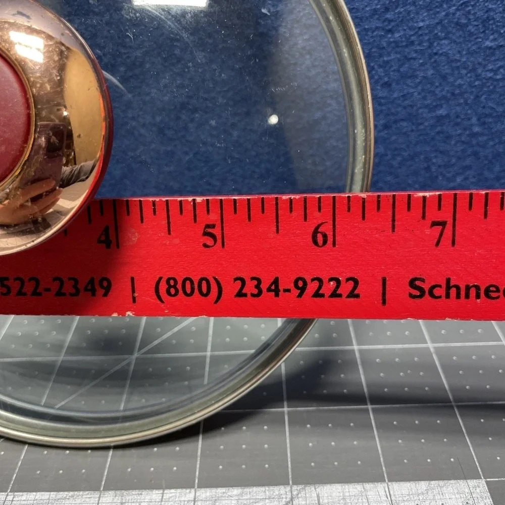 Paula Dean Replacement Lid 2 Quart Glass Round‎ Copper Red Handle Lid ONLY